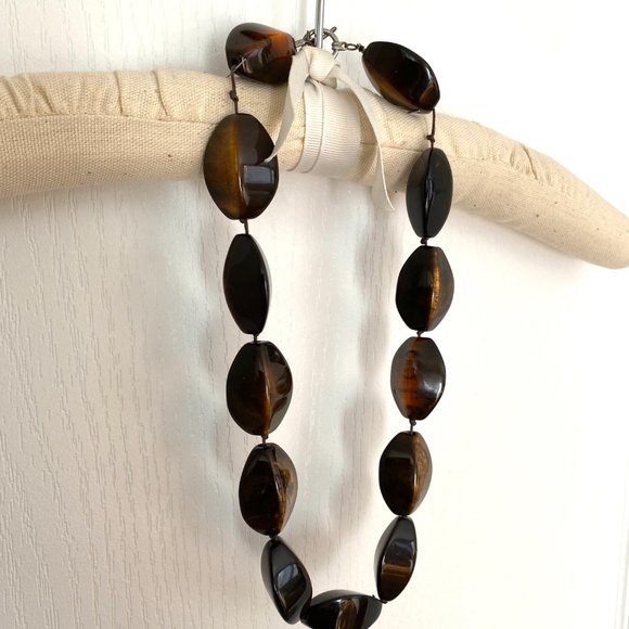 Banana Republic Chunky Dark Brown Beaded Statement Necklace - Picture 2 of 14